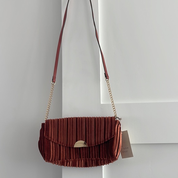 Evening suede-like burnt orange purse cross body bag - Picture 2 of 3